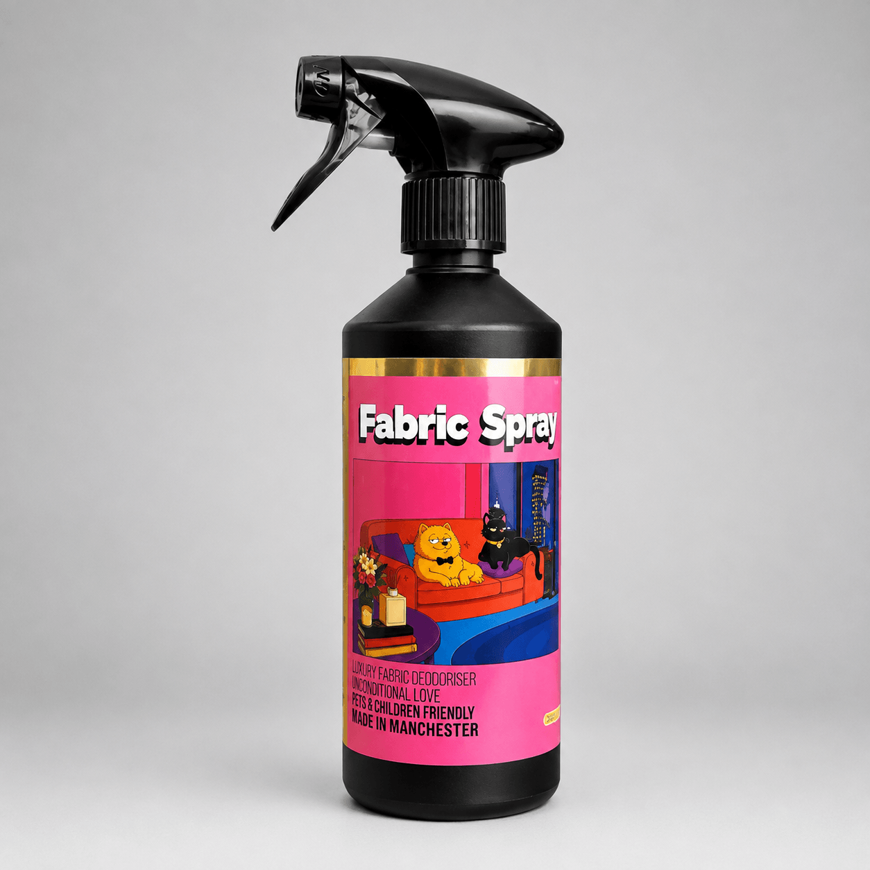 Matrix Fabric Spray bottle with pink label